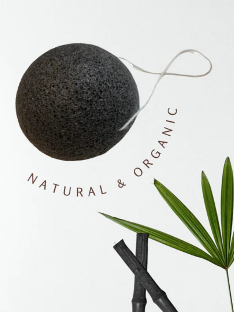 Eponge Konjac Au Charbon De Bambou 100% Naturelle - Pour Peau Grasse, Taille Standard, Origine France
